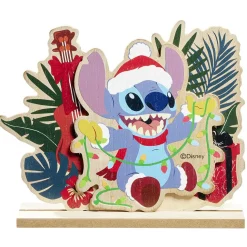 Déco à poser en bois Disney Stitch à Noël