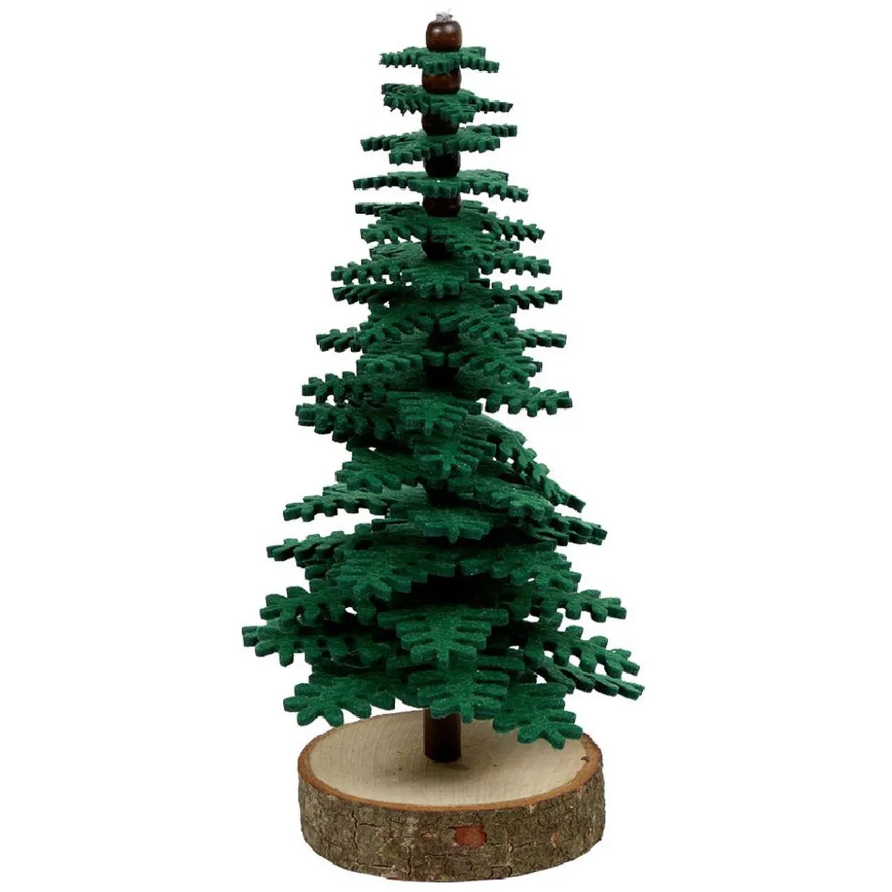 Déco à poser sapin vert bois et feutrine Ø8xH20cm