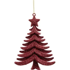 Déco à suspendre sapin pailleté rouge