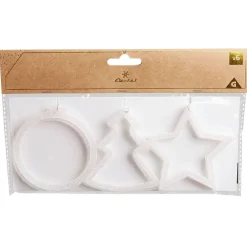 Déco à suspendre étoile/sapin/boule blanc x6