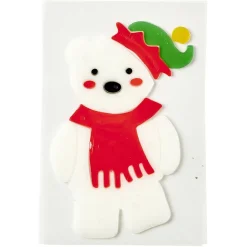 Déco de fenêtre électrostatique ours de Noël blanc L12 x l18 cm