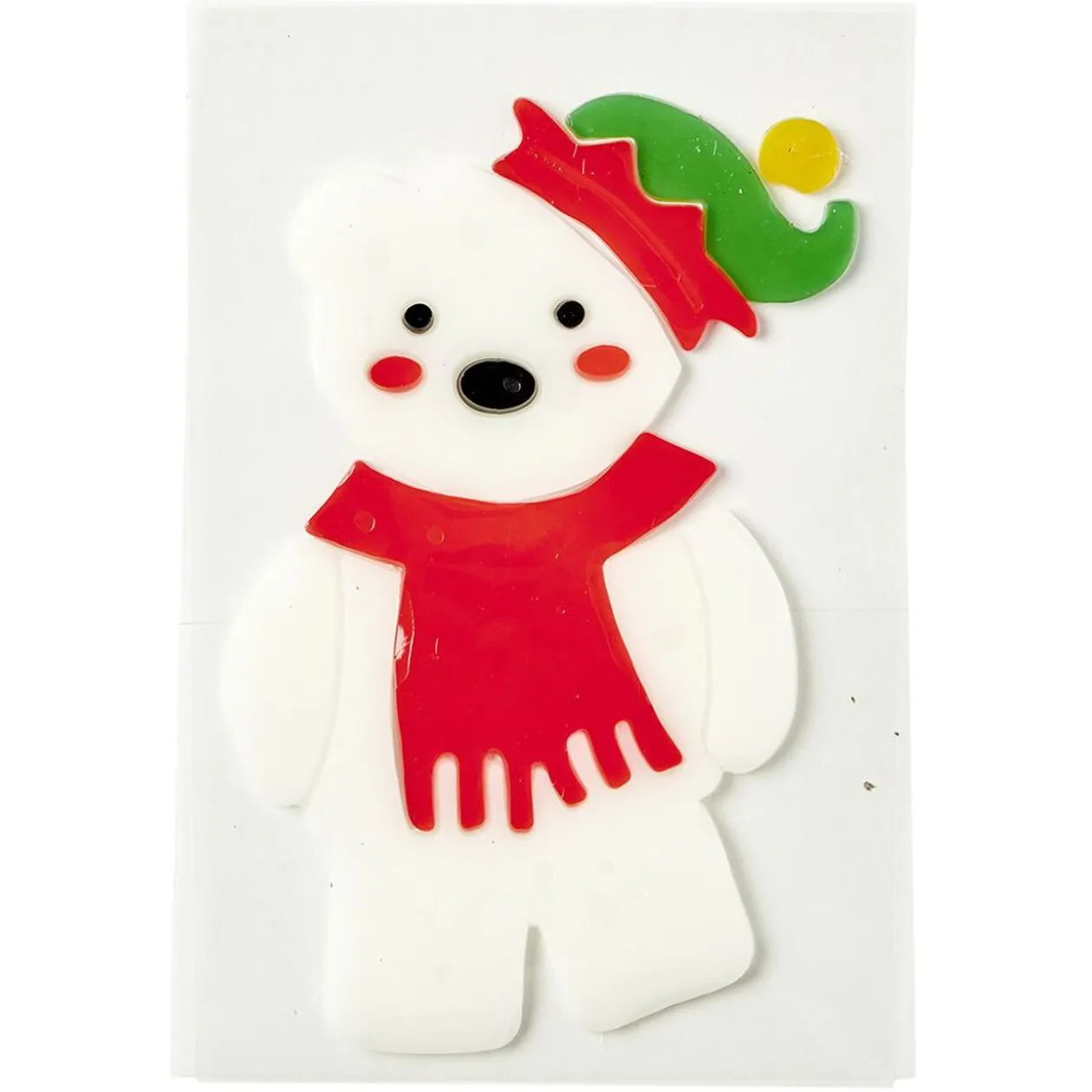 Déco de fenêtre électrostatique ours de Noël blanc L12 x l18 cm