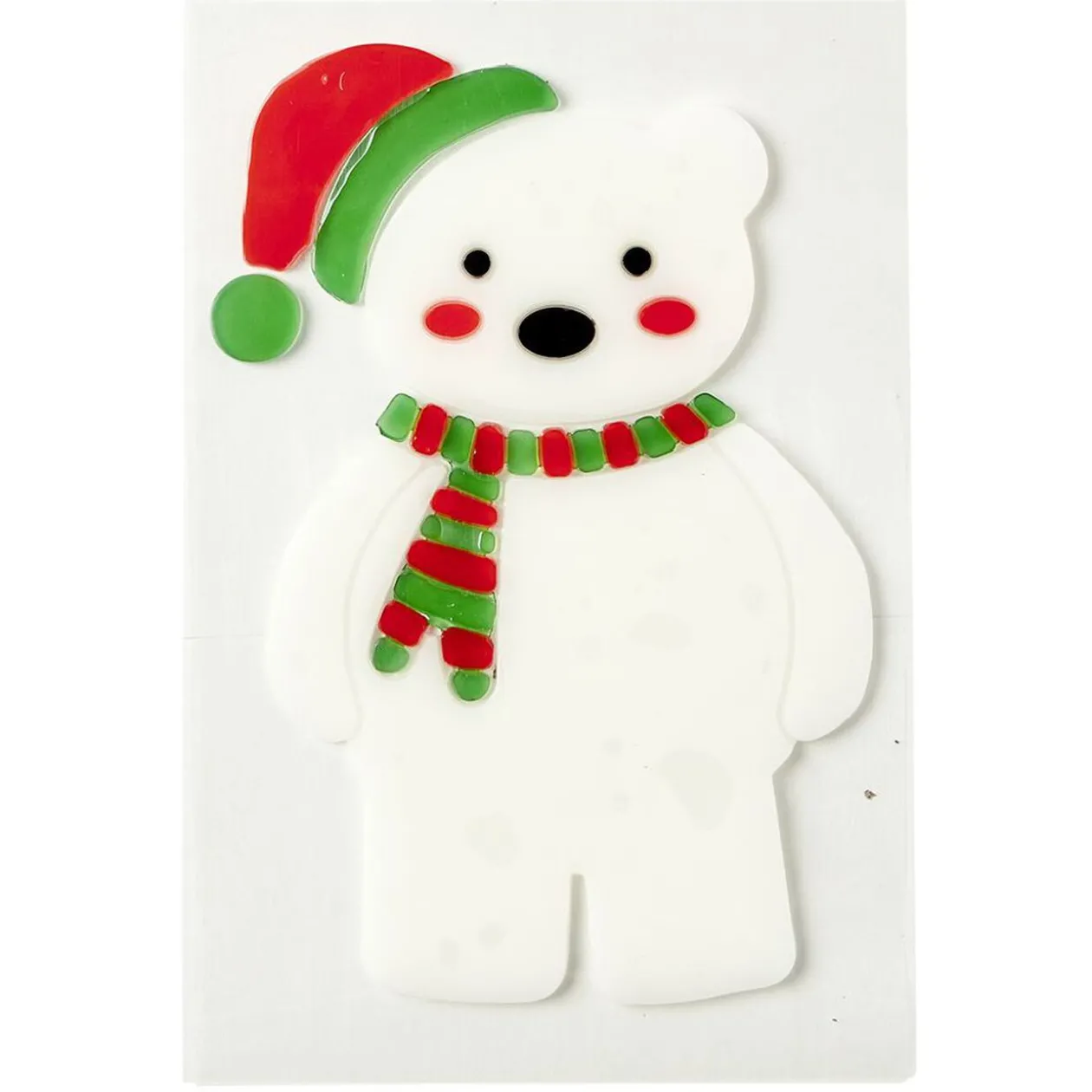 Déco de fenêtre électrostatique ours de Noël blanc L12 x l18 cm