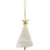 Déco sapin à suspendre tissage laine blanc étoile doré H.14 cm