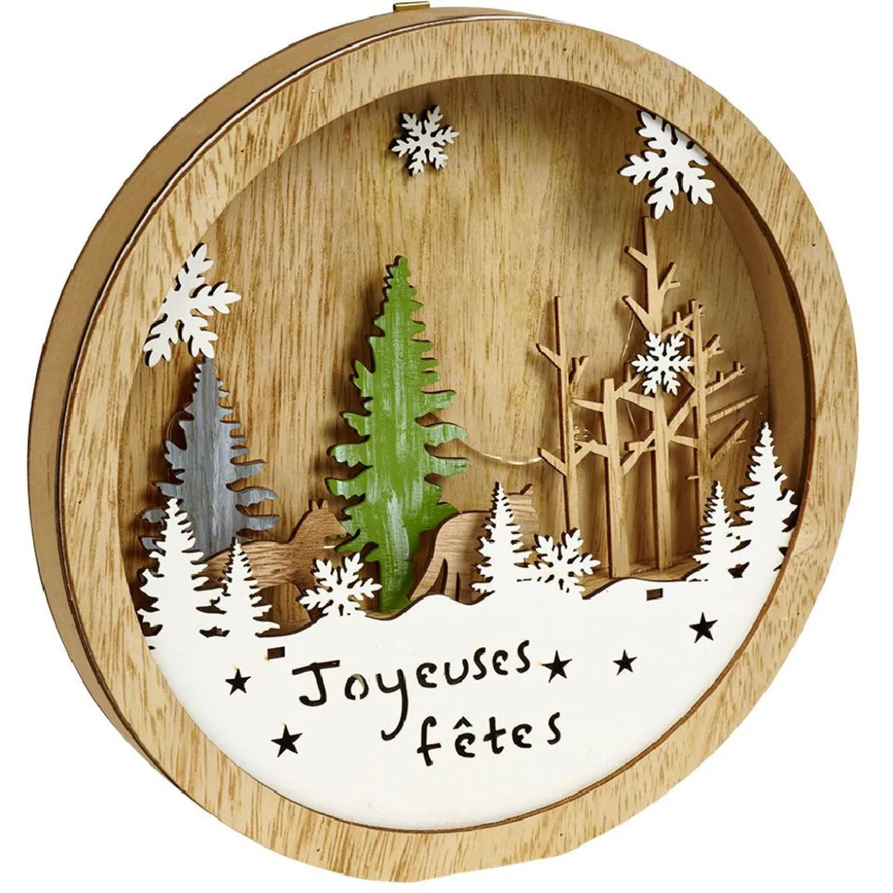 Décor de Noël lumineux en bois à poser H25cm