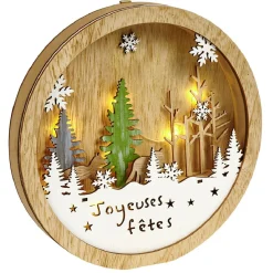 Décor de Noël lumineux en bois à poser H25cm