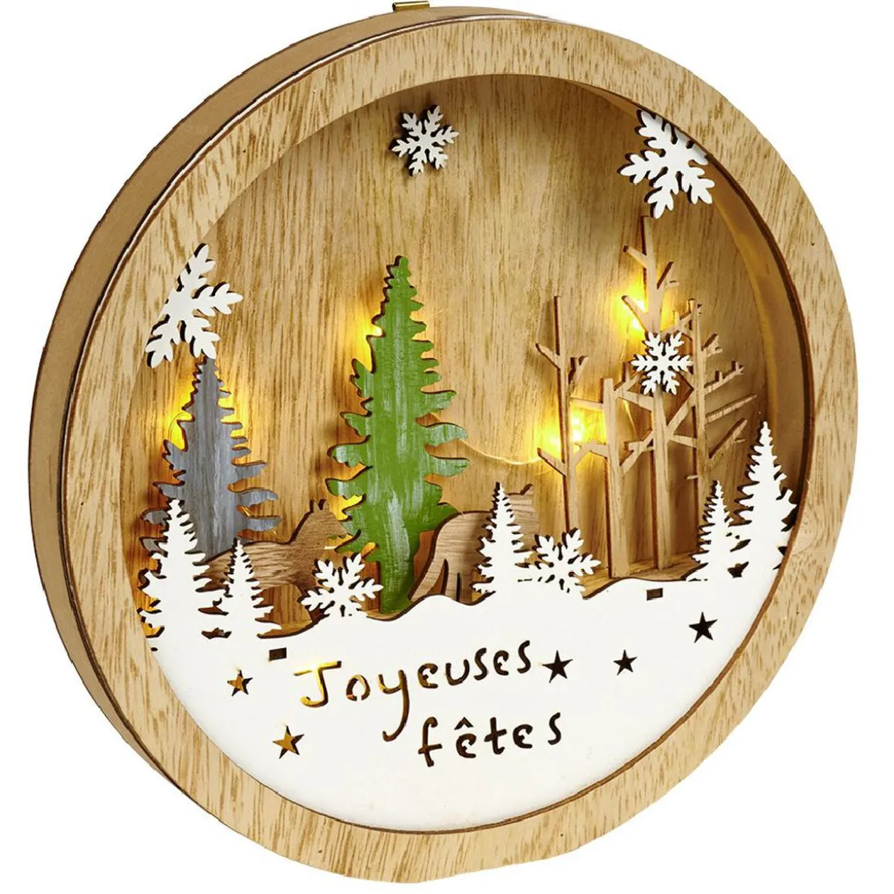 Décor de Noël lumineux en bois à poser H25cm