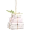 Décoration à suspendre cadeaux en papier rose et blanc H.10 cm