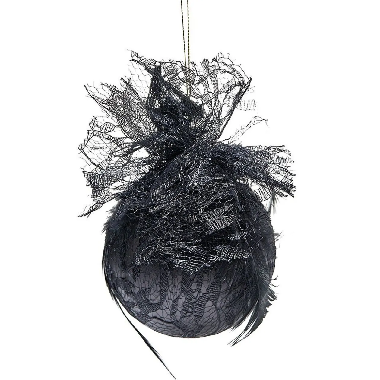 Décoration à suspendre de Noël à plumes dorée et noire