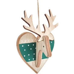 Décoration à suspendre de Noël coeur étoile cerf naturelle