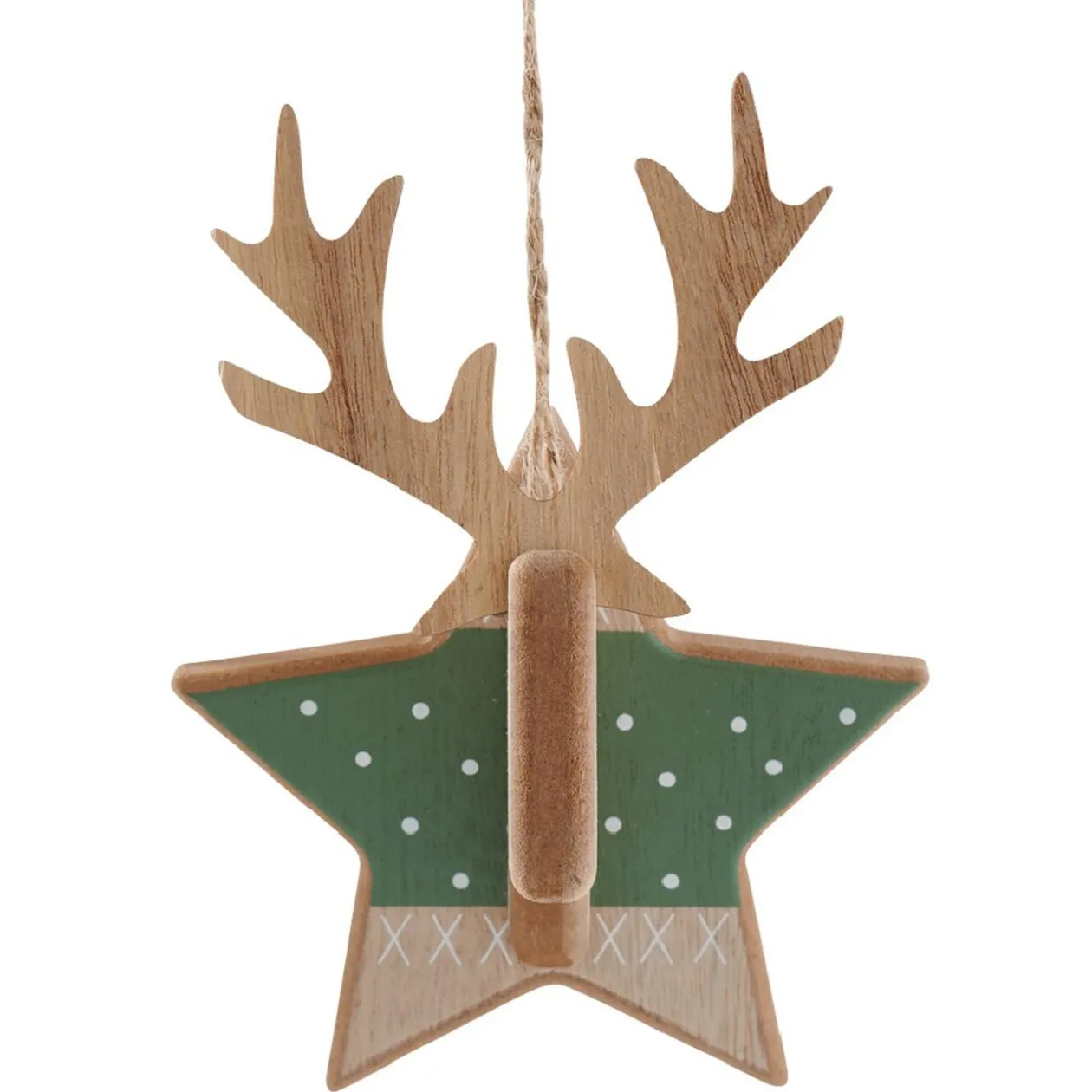 Décoration à suspendre de Noël coeur étoile cerf naturelle