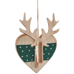 Décoration à suspendre de Noël coeur étoile cerf naturelle