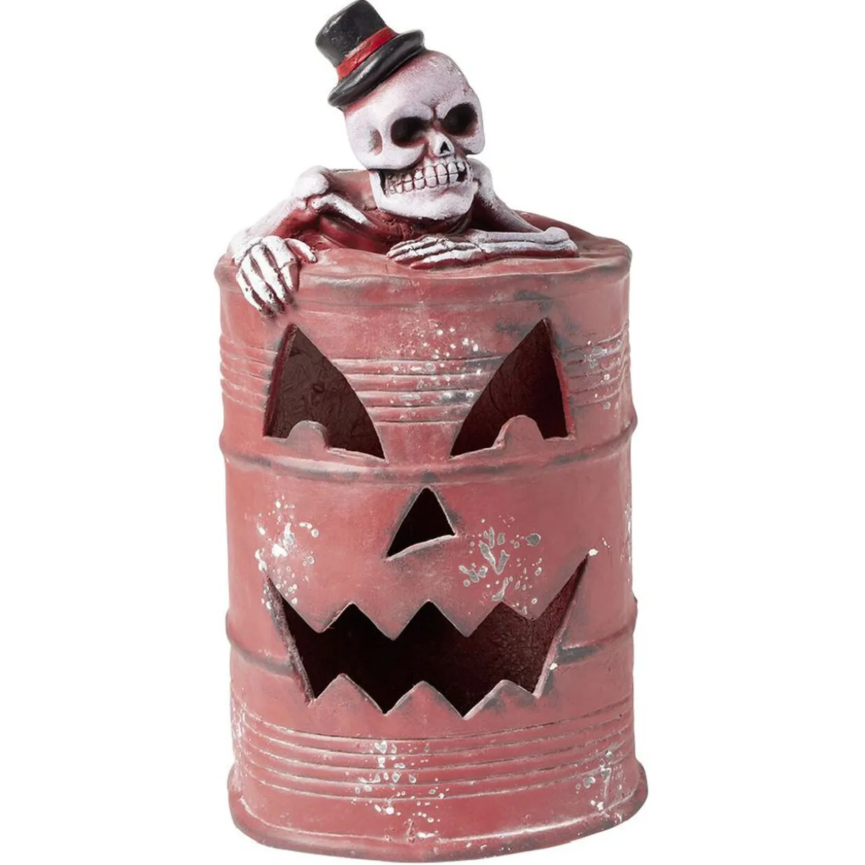 Décoration baril effet rouillé squelette LED Ø25xH50cm