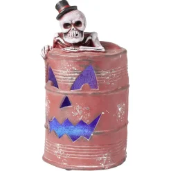 Décoration baril effet rouillé squelette LED Ø25xH50cm