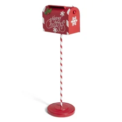Décoration boîte aux lettres de Noël rouge et blanche H100cm