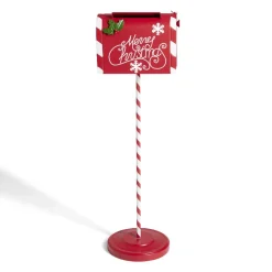 Décoration boîte aux lettres de Noël rouge et blanche H100cm
