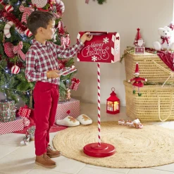 Décoration boîte aux lettres de Noël rouge et blanche H100cm