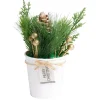 Décoration branche de pin dans pot blanc Ø8xH10cm