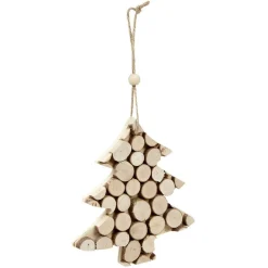 Décoration de Noël à suspendre, effet rondins de bois