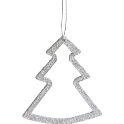 Décoration de Noël à suspendre étoile/sapin/boule argenté x6