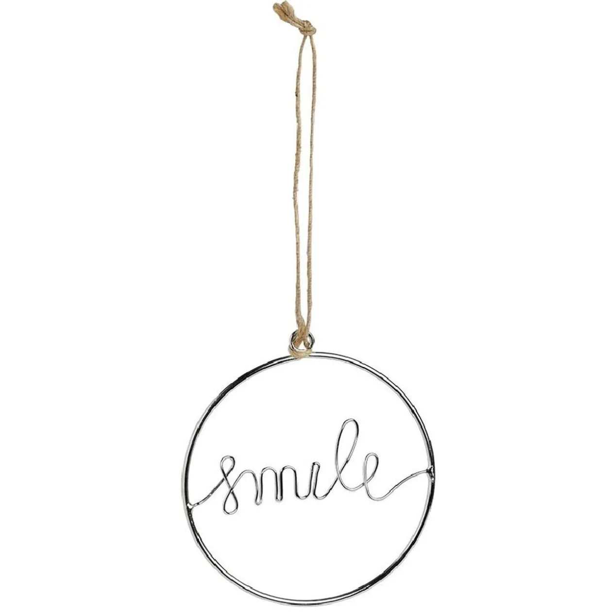 Décoration de Noël à suspendre anneau avec mot métal argenté Ø11cm