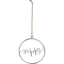 Décoration de Noël à suspendre anneau avec mot métal argenté Ø11cm