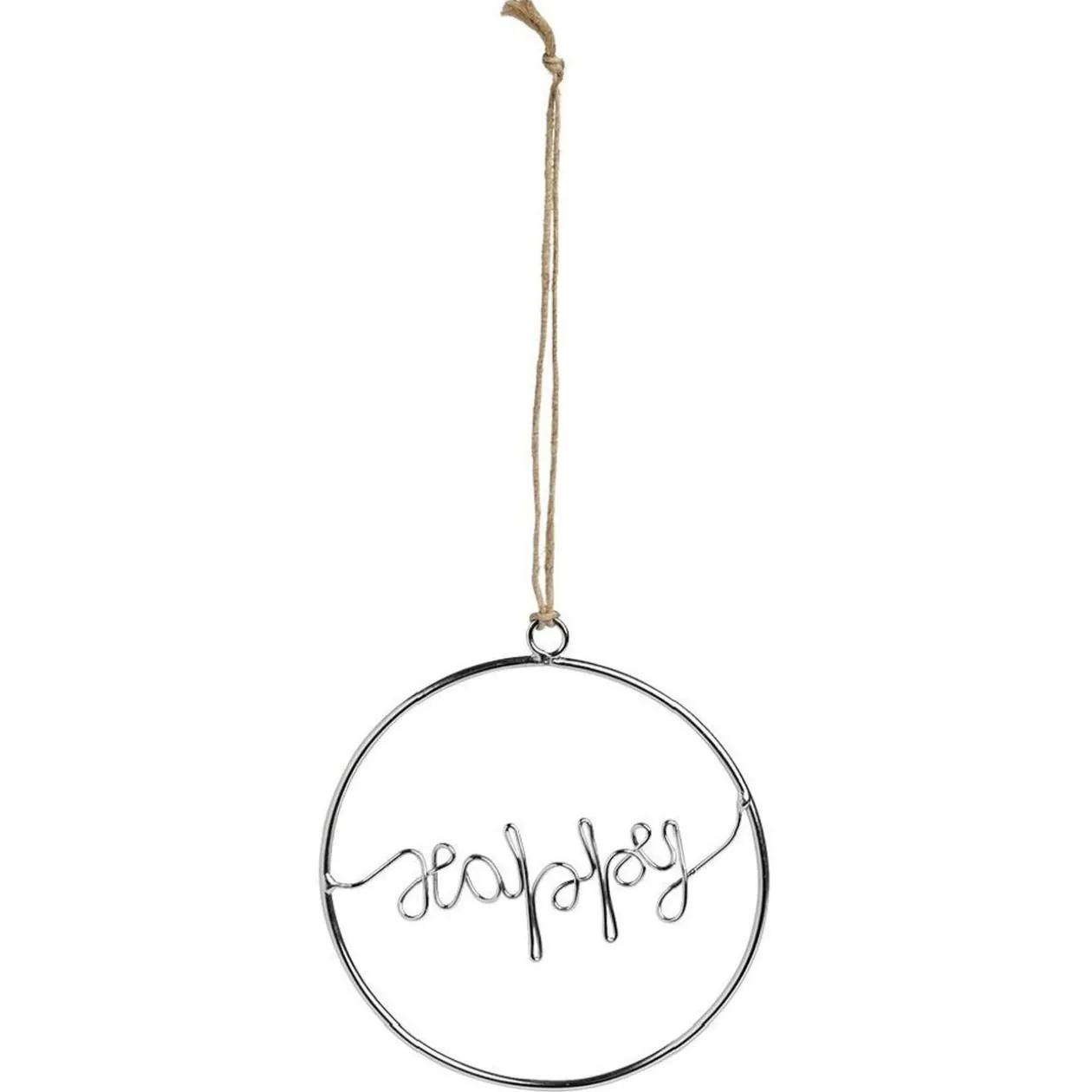 Décoration de Noël à suspendre anneau avec mot métal argenté Ø11cm