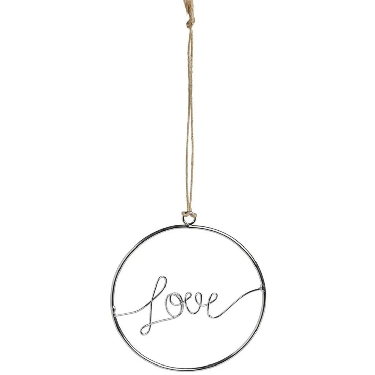 Décoration de Noël à suspendre anneau avec mot métal argenté Ø11cm