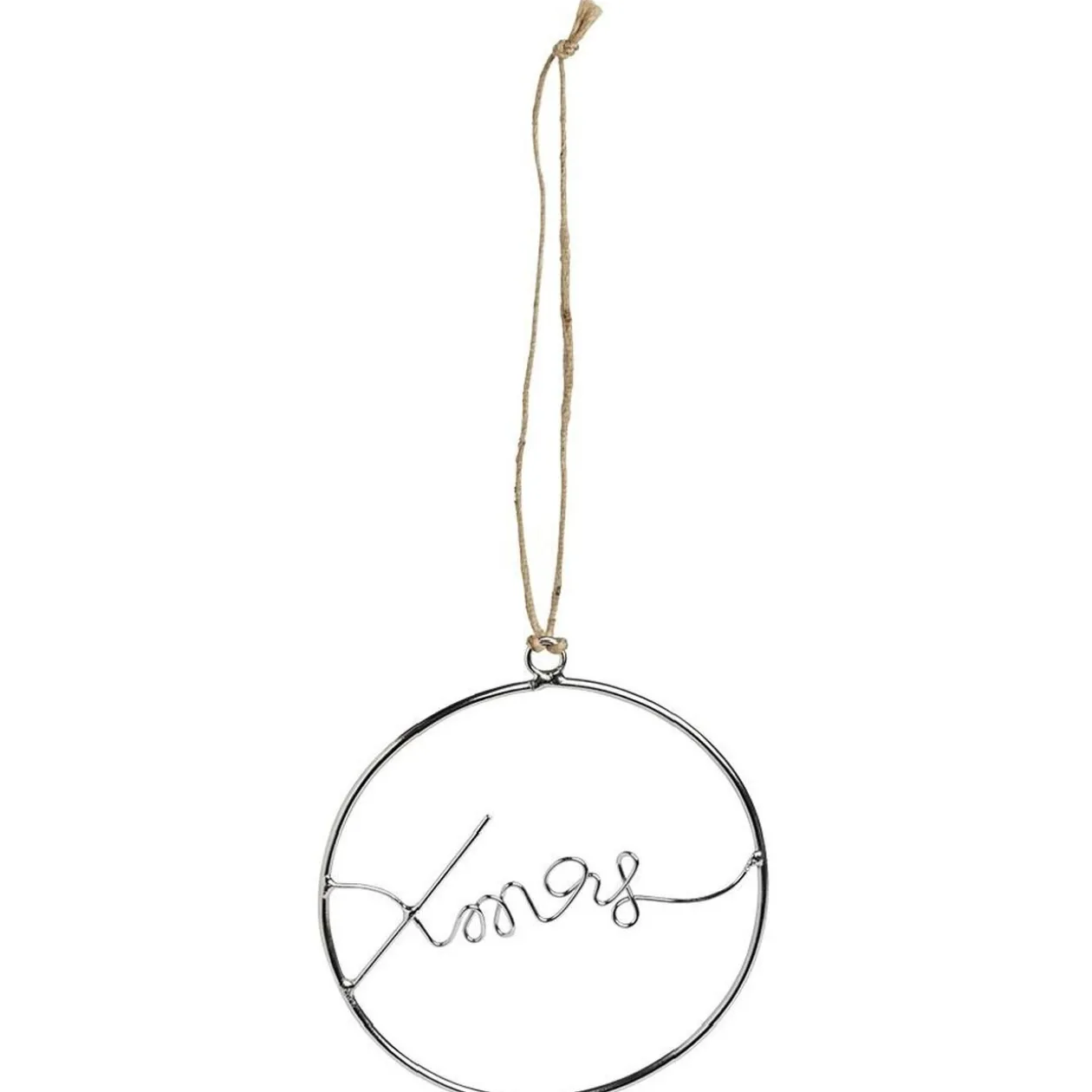 Décoration de Noël à suspendre anneau avec mot métal argenté Ø11cm