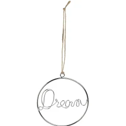 Décoration de Noël à suspendre anneau avec mot métal argenté Ø11cm