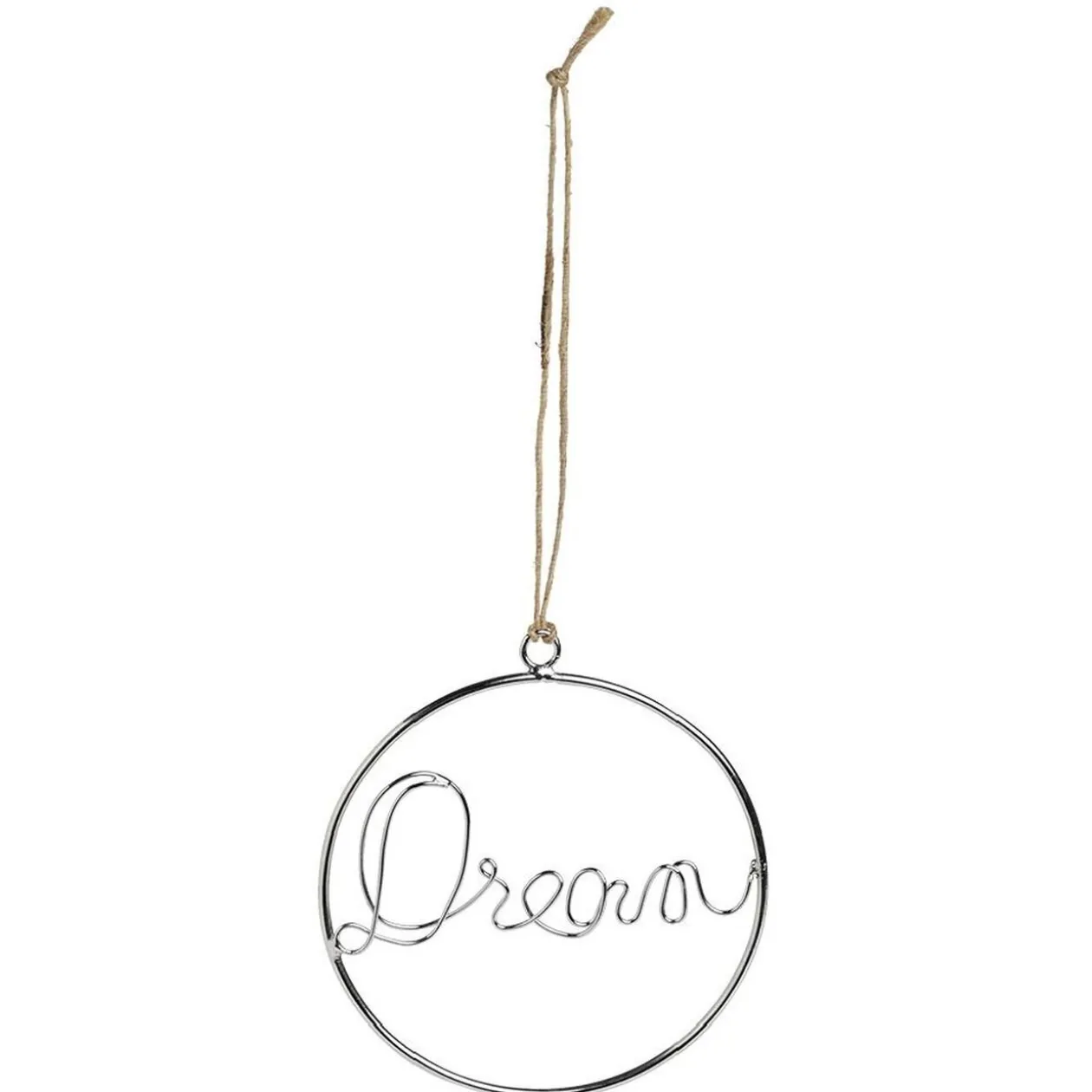 Décoration de Noël à suspendre anneau avec mot métal argenté Ø11cm
