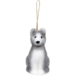 Décoration de Noël chien floqué à suspendre