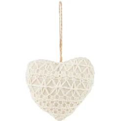 Décoration de Noël coeur et étoile à suspendre blanche