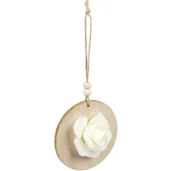 Décoration de Noël fleur ronde à suspendre Ø8 cm