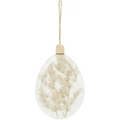 Décoration de Noël goutte en verre avec fleurs séchées à suspendre