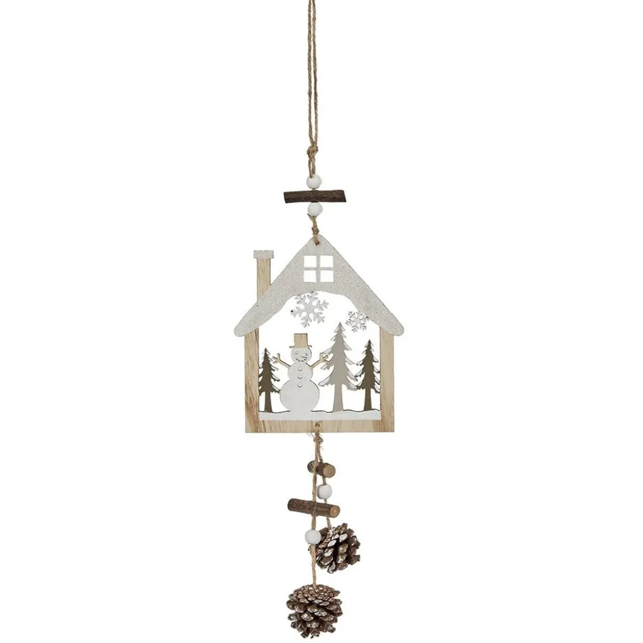 Décoration de Noël maison en bois à suspendre