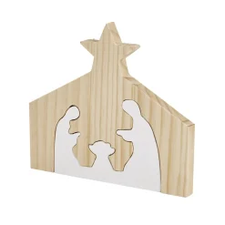 Décoration de Noël nativité en bois 2 parties H19,5cm
