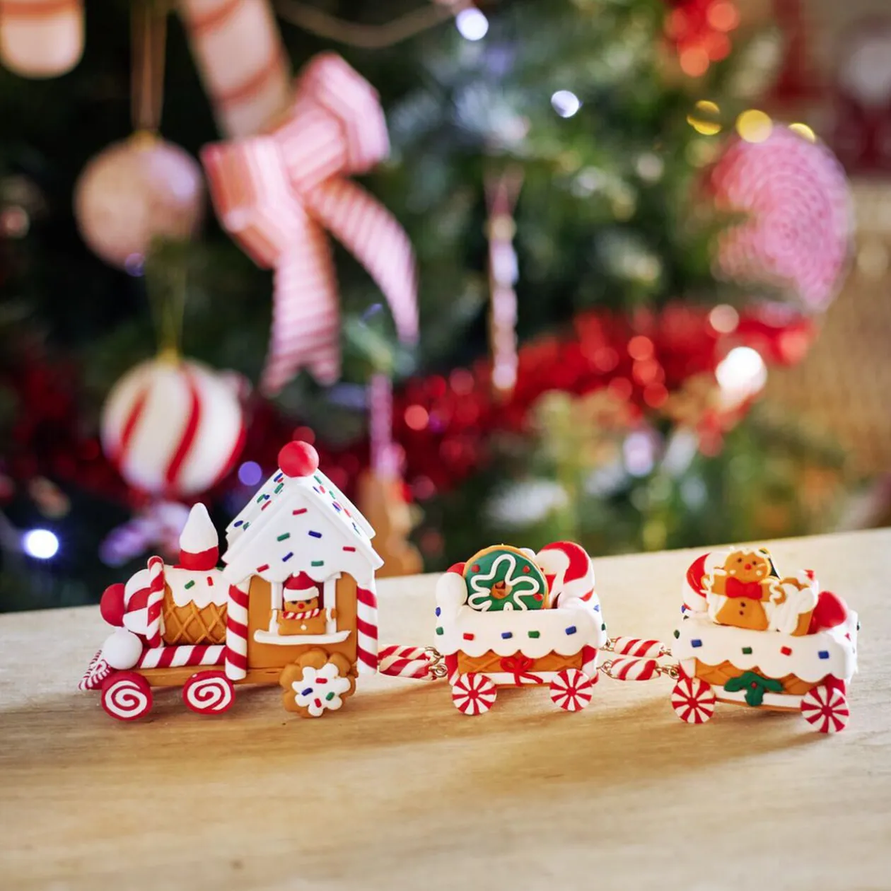 Décoration de Noël petit train pain d'épice à poser