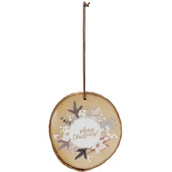 Décoration de Noël ronde en bois à suspendre