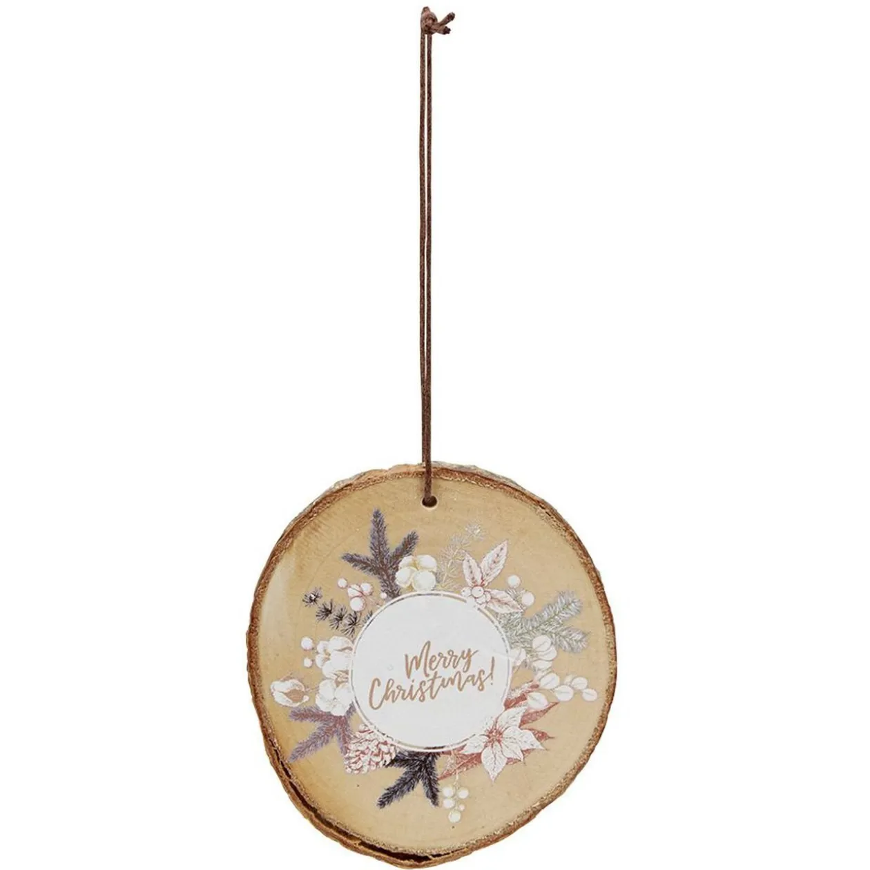 Décoration de Noël ronde en bois à suspendre