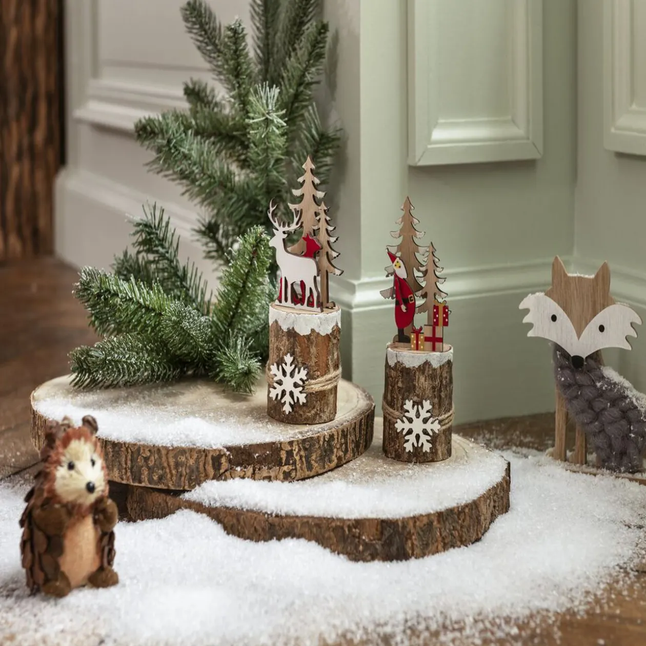 Décoration de Noël rondin à poser