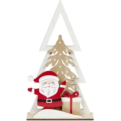 Décoration de Noël sapin et Père Noël en bois à poser
