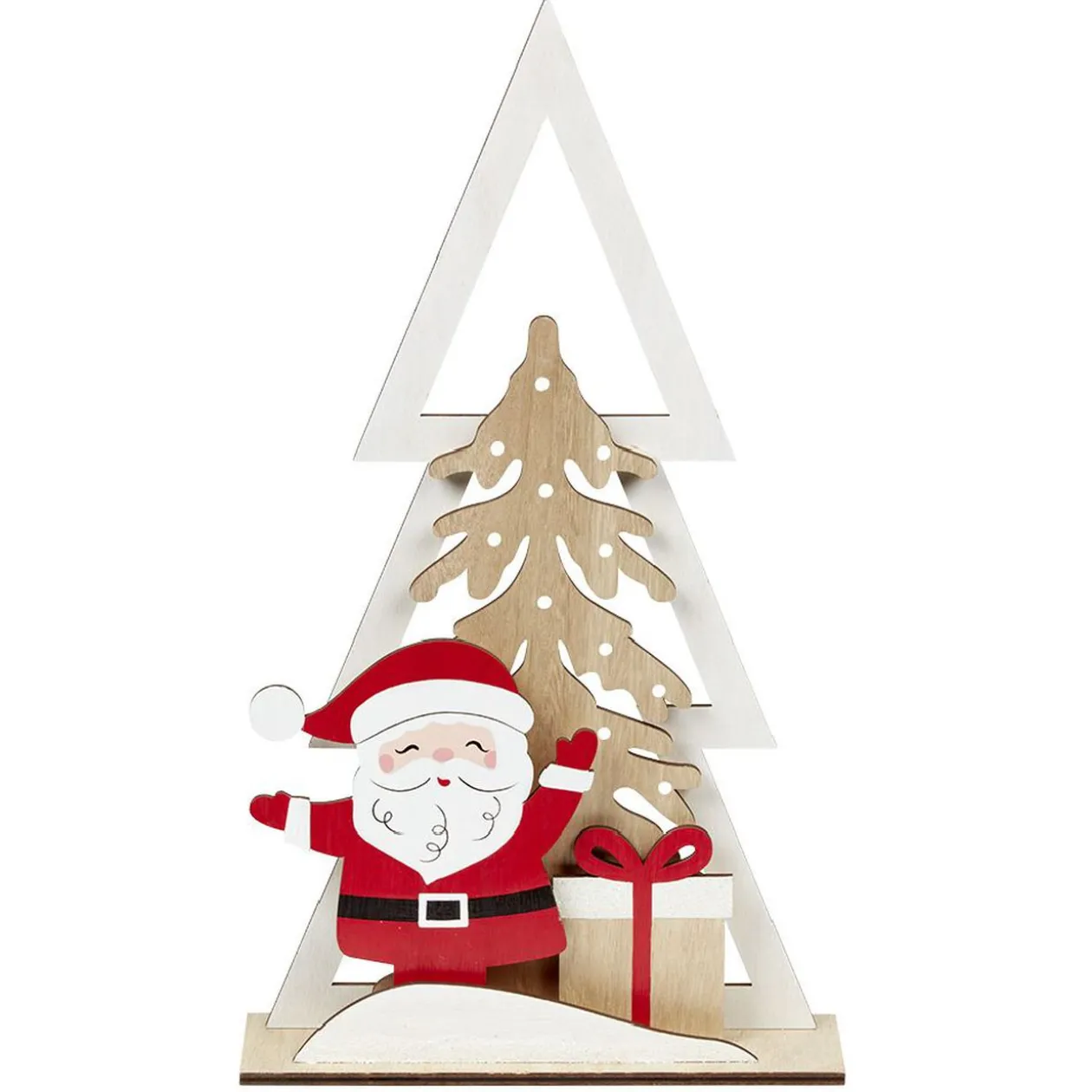 Décoration de Noël sapin et Père Noël en bois à poser