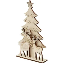 Décoration de Noël sapin et renne en bois à poser