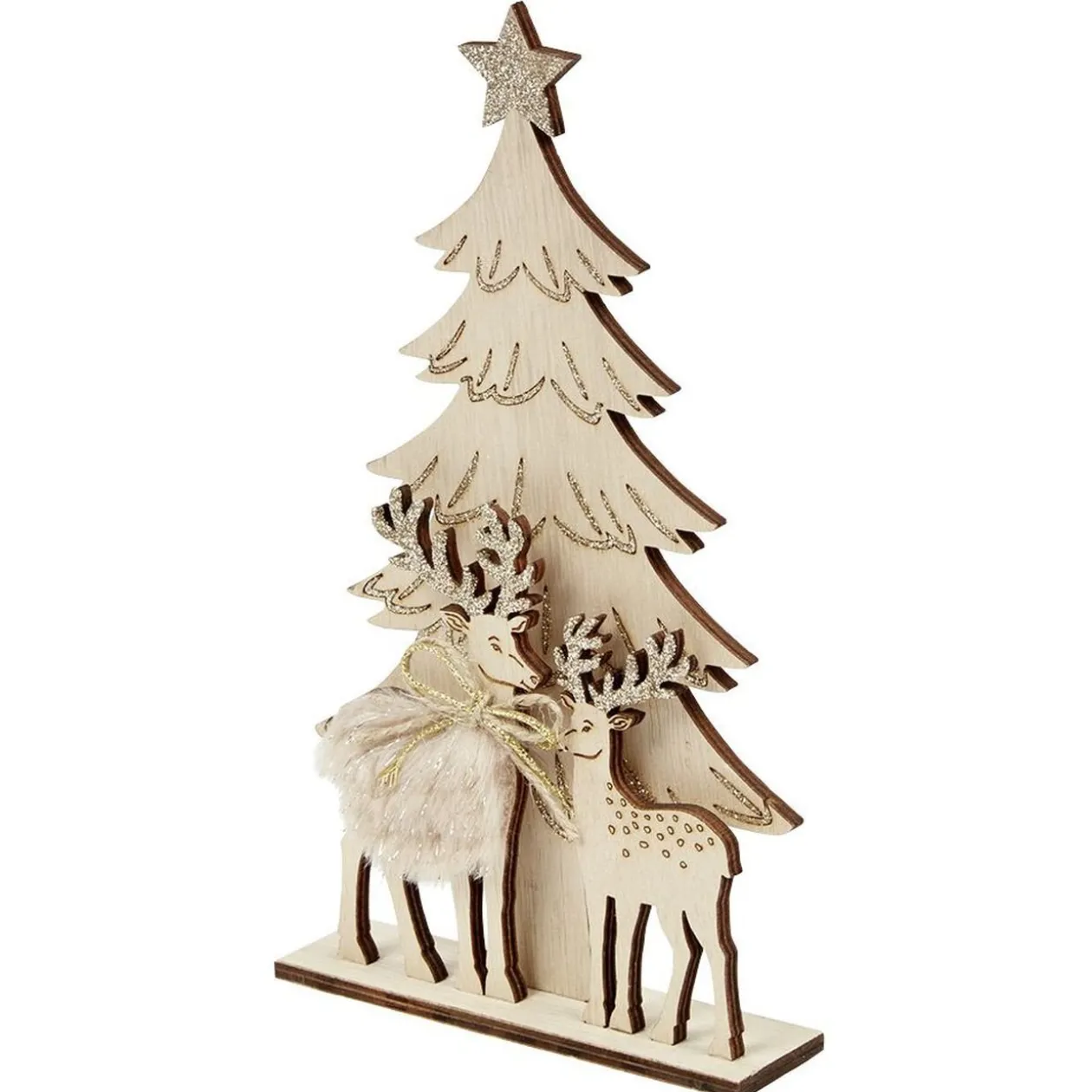 Décoration de Noël sapin et renne en bois à poser