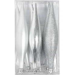 Décoration de Noël stalactite argentée à suspendre x6