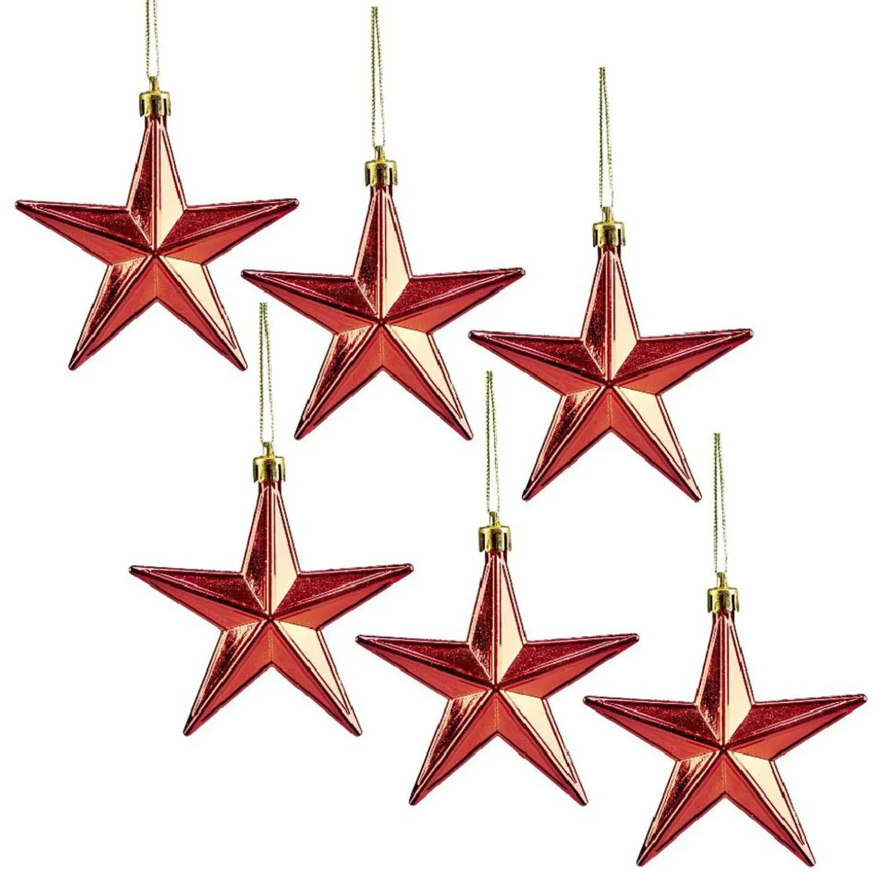 Décoration de Noël étoile à suspendre rouge x6