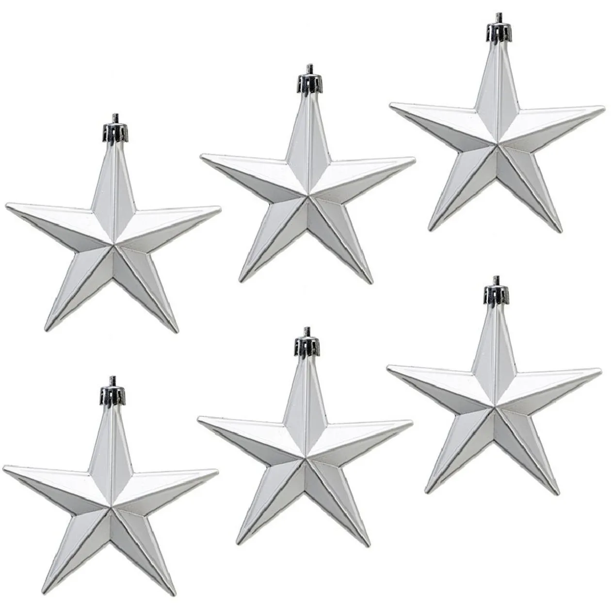 Décoration de Noël étoile à suspendre argentée x6