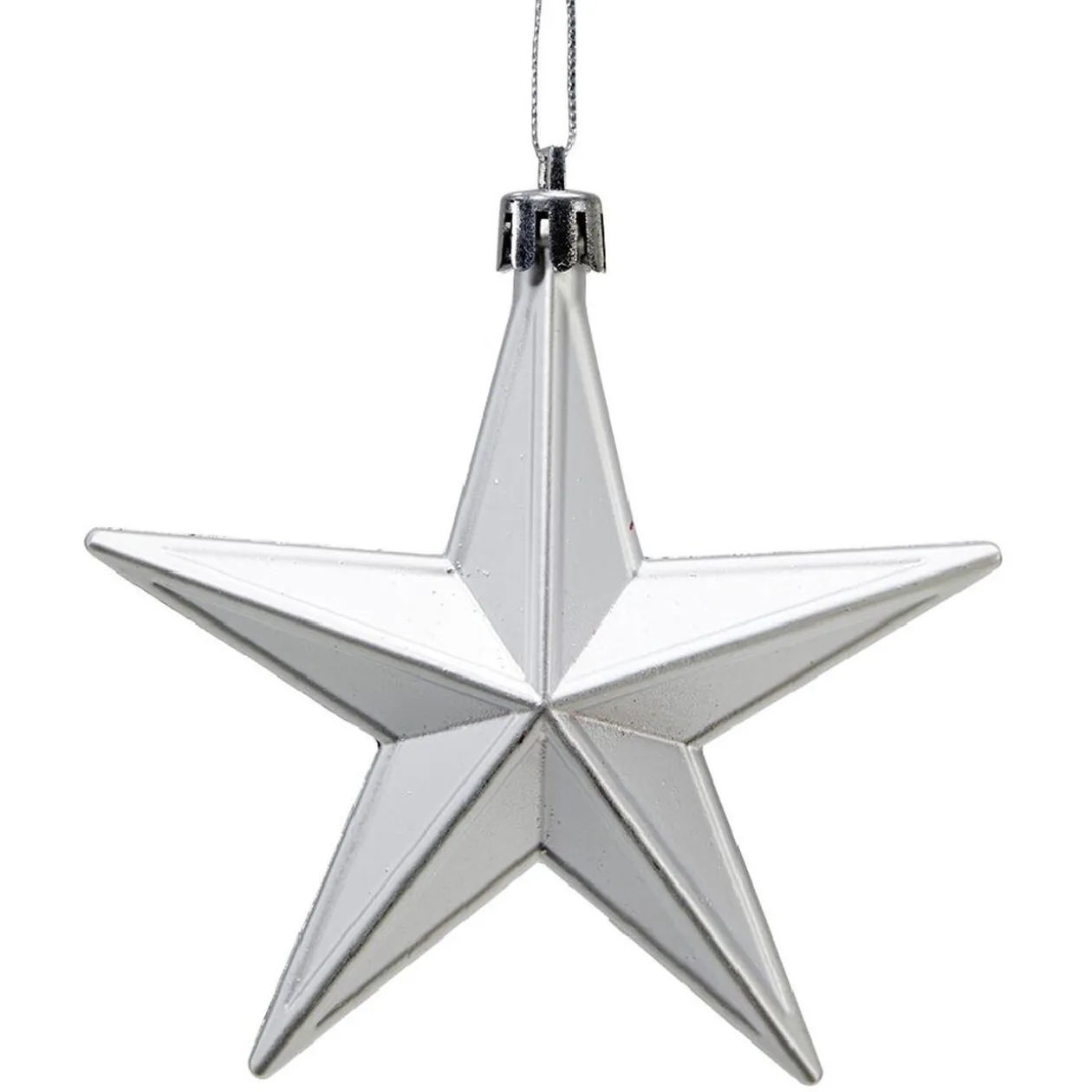 Décoration de Noël étoile à suspendre argentée x6