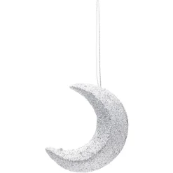 Décoration de Noël étoile et lune argentées à suspendre